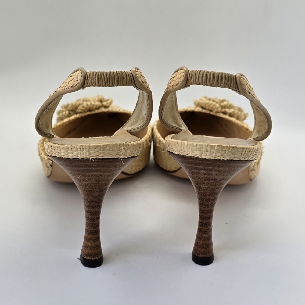 Manolo Blahnik Raffia Slingback Pumps IT36/US6 - Picture 10 of 16